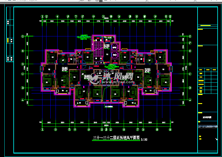 三十～三十二层正压送风平面图