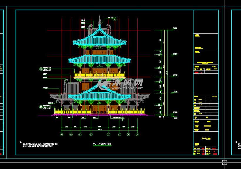 中式仿古唐风4层太白楼宫殿建筑设计施工图 -