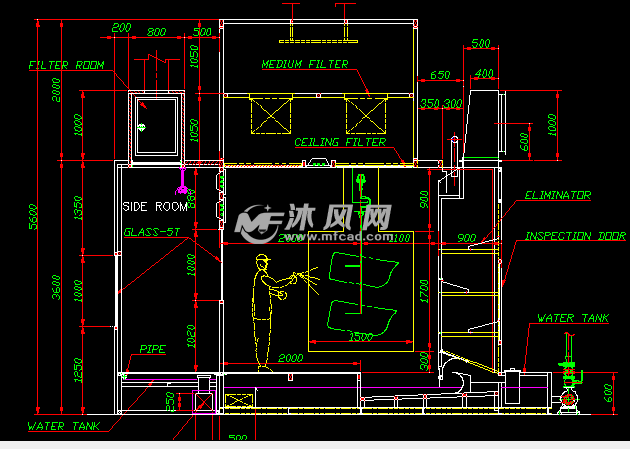 水帘喷漆房cad图纸