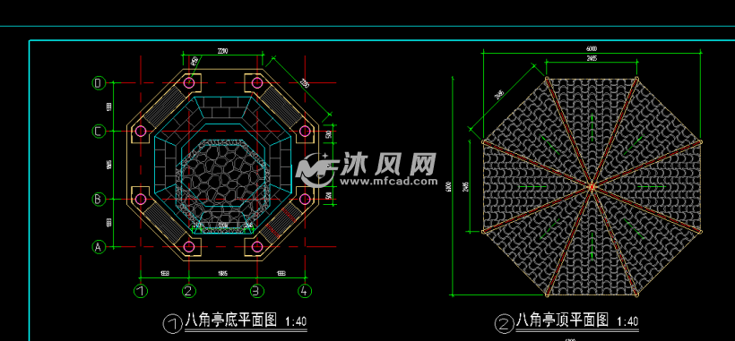 西式八角亭设计详图 - cad廊,亭,榭图纸下载,免费廊