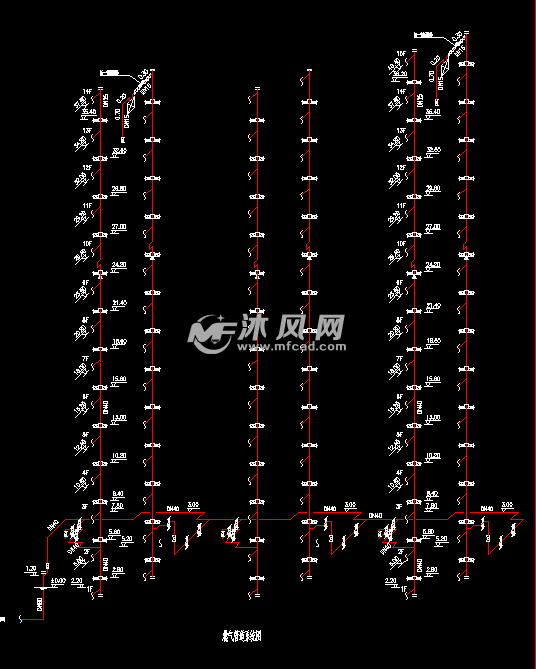 15层住宅楼燃气管道施工设计面 - AutoCAD暖