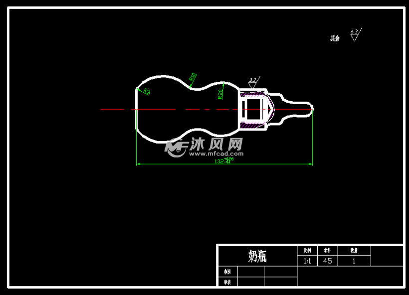 奶瓶模型数控加工工艺及数控编程仿真【工艺品含斯沃仿真两件套】