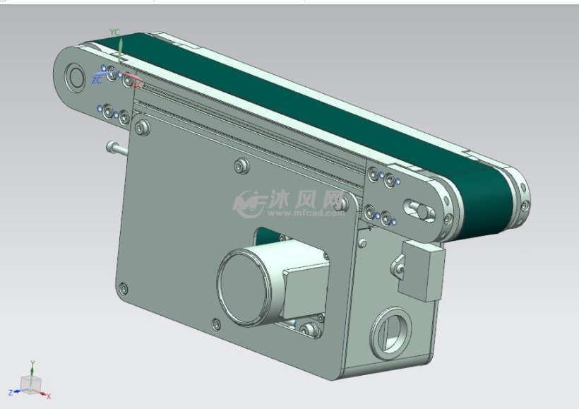 平皮带输送机带防跑偏肋中间驱动三槽型材模型