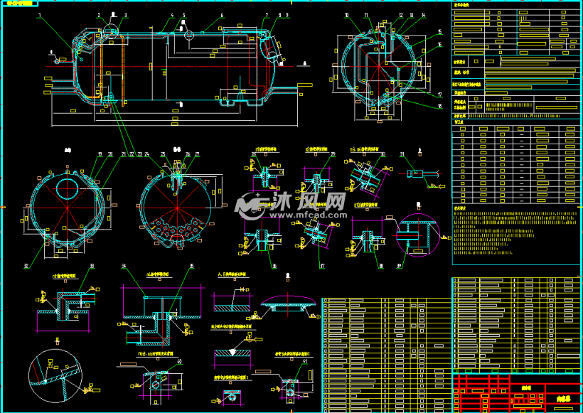 6立方船用内容器压力罐总图,该图纸使用价值高,内容及参数很详细.