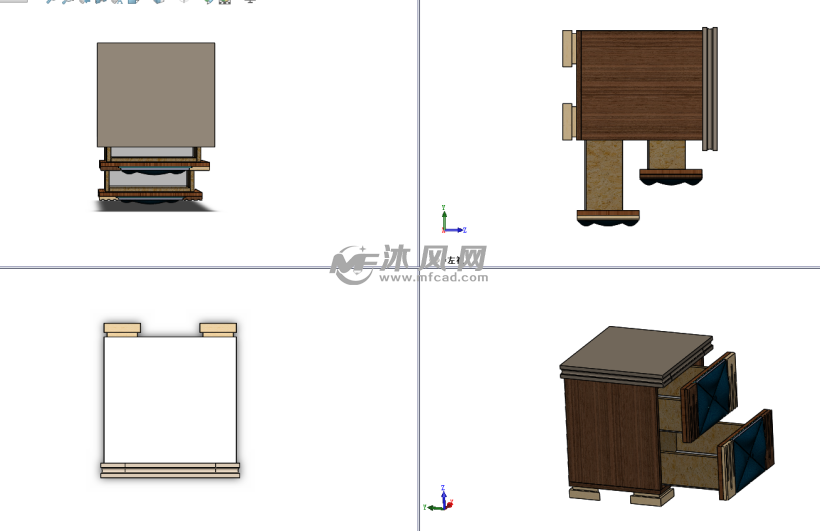 木质上下抽屉模型
