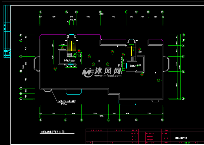 电梯机房给排水平面图