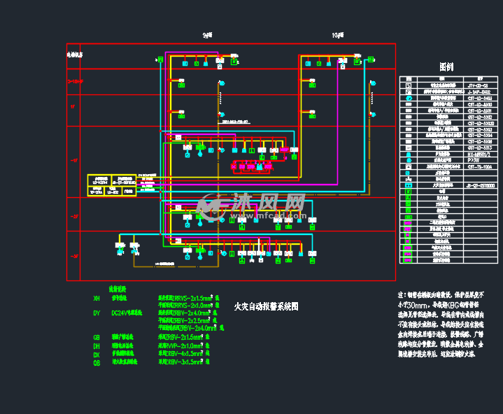 高层住宅楼带地库火灾自动报警施工图 - AutoC