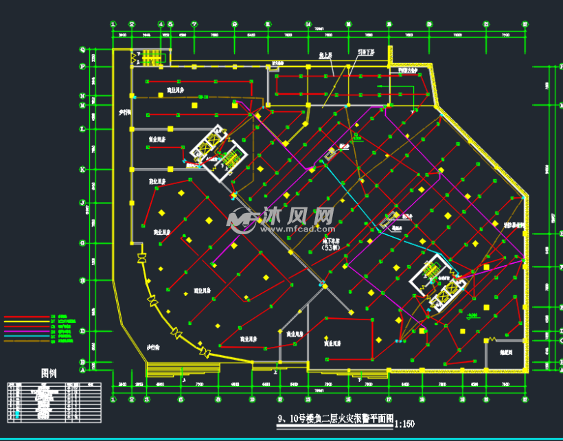 高层住宅楼带地库火灾自动报警施工图 - AutoC