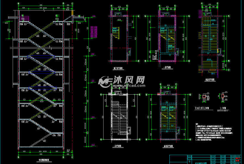 商铺及住宅楼梯大样图 - cad楼梯结构图纸下载