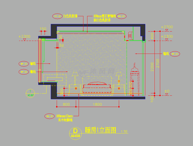 某图纸图纸CAD平面图-autocad室内设计住宅画怎么睡房摩天轮图片