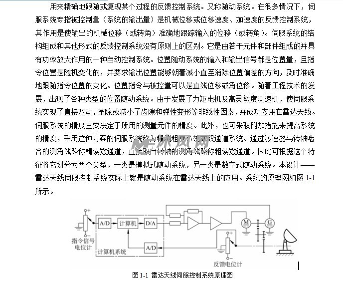 雷达天线伺服控制系统设计【单片机 AT89C51