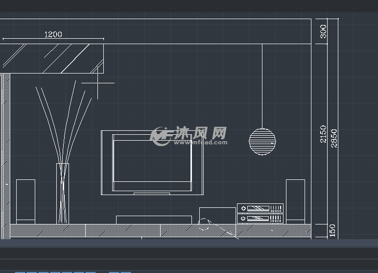 创意电视墙CAD平面图 - 家具家装 - 沐风网