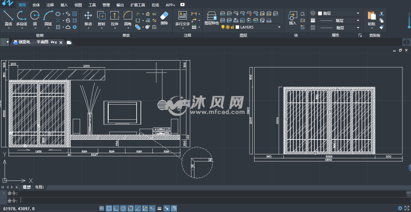 创意电视墙CAD平面图 - 家具家装 - 沐风网