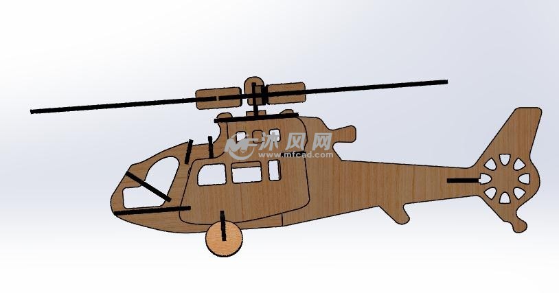 直升机木制玩具模型设计 - 玩具公仔 - 沐风网