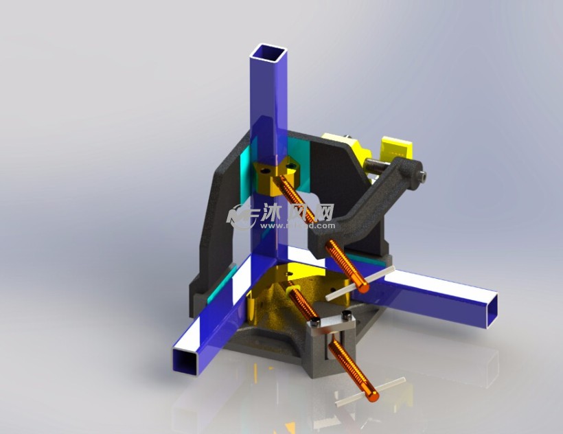 创意方通角铁固定焊接治具设计 - 工装夹具 - 沐