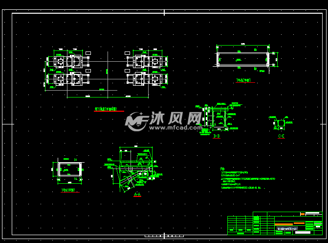 增压风机基础平面布置图及钢平台详图 - cad车