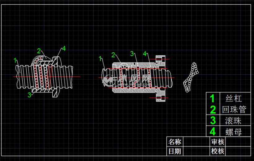 循环球式丝杠结构 - 传动件图纸 - 沐风网