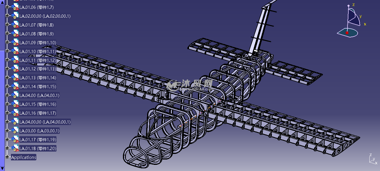 轻型运输机内部骨架结构 航空航天图纸 沐风网