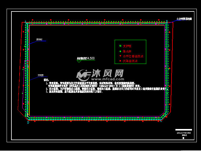 基坑支护及降水井设计图 - AutoCAD地基基础图