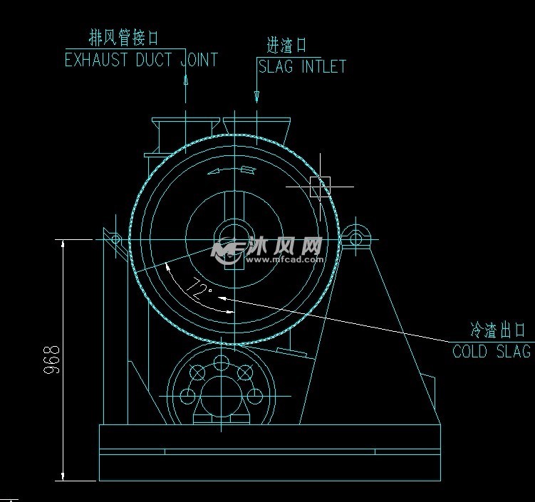 滚筒冷渣机总图 换热/制冷空调设备图纸 沐风网