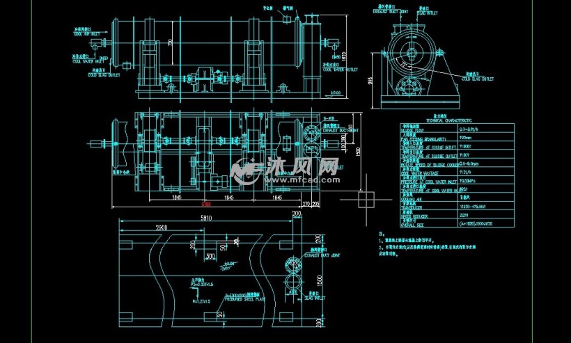 滚筒冷渣机总图 换热/制冷空调设备图纸 沐风网