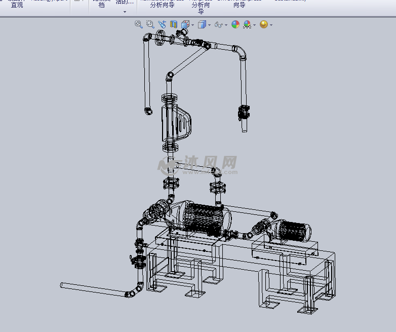 抽水泵(带水管)设计模型 - 泵 - 沐风网