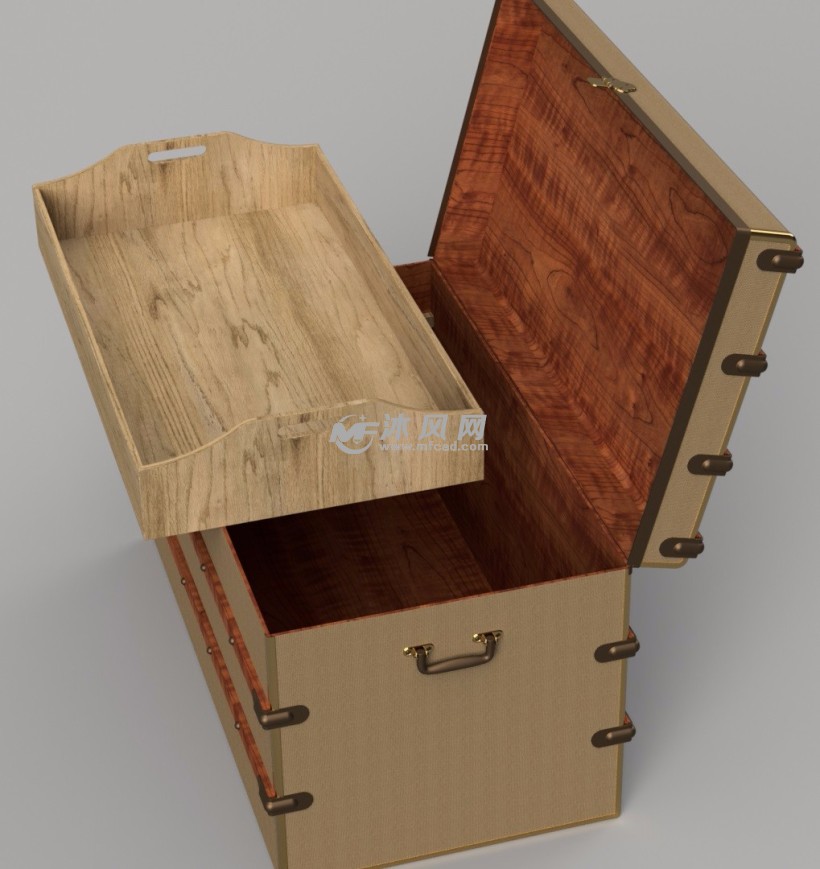 木质古典工具箱模型设计 - 工位器具 - 沐风网