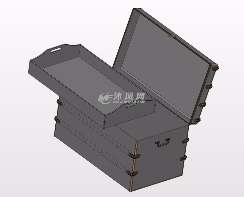 木质古典工具箱模型设计 - 工位器具 - 沐风网