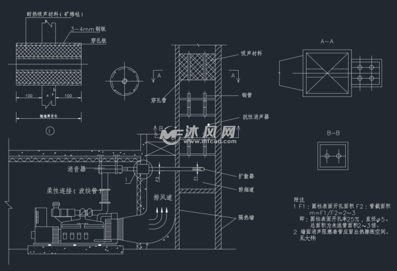 土建型二级消声器大样图