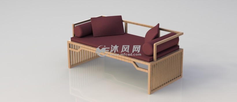 中式双人休闲躺椅-木纹款的图纸预览图