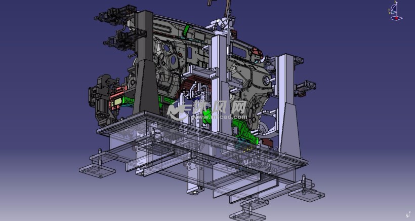 汽车前舱前围固定夹具设计模型3d