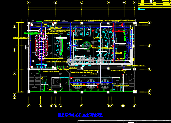 多功能机房装修配电布线空调消防监控施工图 