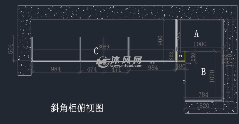 斜角柜俯视图