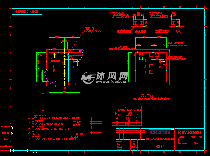 电梯机房布置图及井道设计图 - cad楼梯结构图