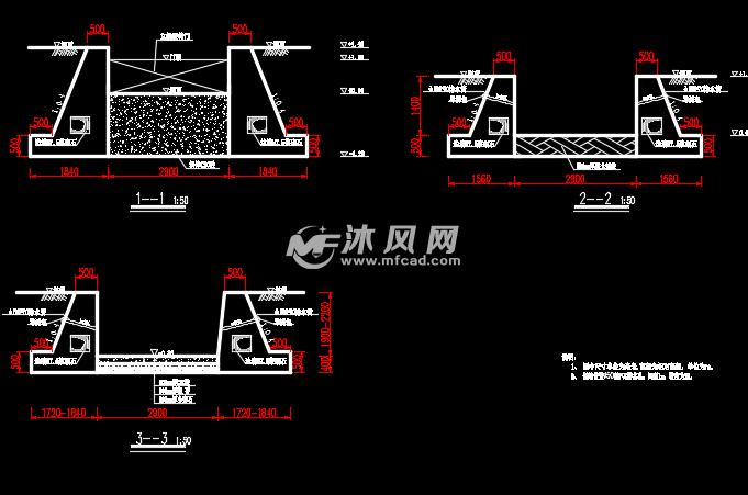 某地水利工程拦河坝结构图 autocad大坝相关图纸下载 沐风图纸