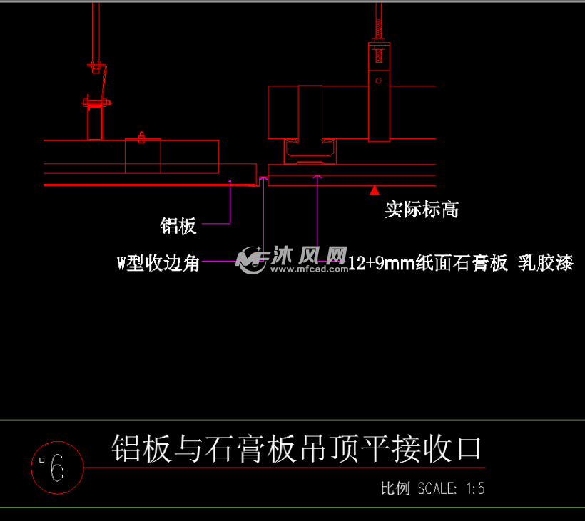 石膏板与其他材质收口通用节点cad图