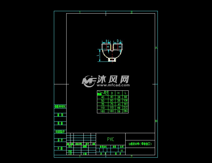 pvc排管件之弯头cad图纸 - 管道图纸 - 沐风网