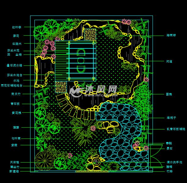 小型花园庭院景观绿化设计图 - autocad园林其他相关图纸 - 沐风图纸
