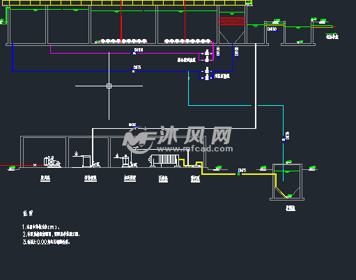 酸洗磷化废水处理CAD工艺图 - 工业废水处理图