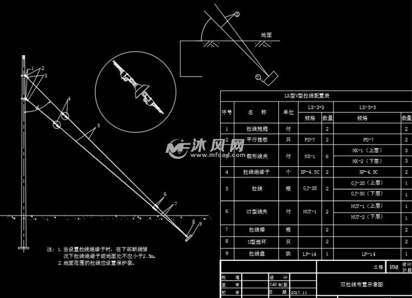 双拉线布置示意图