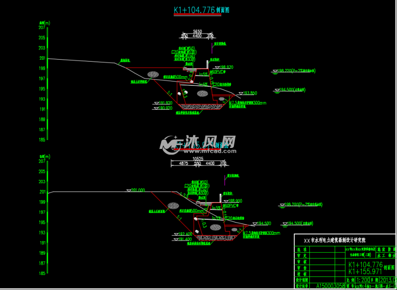 河道防洪治理及生态修复工程 - AutoCAD堤防相