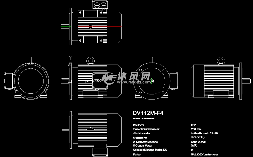 sew电机dv112m-f4三维模型 - 电机图纸 - 沐风网