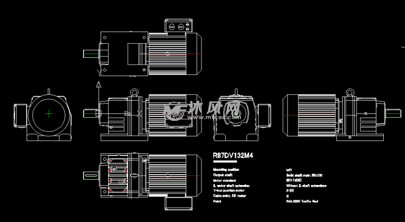 sew减速电机r87dv132m4三维模型 - 电机图纸 - 沐风网