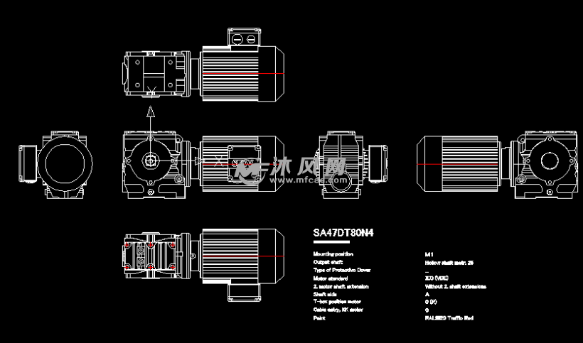 sew减速电机sa47dt80n4三维模型 - 电机图纸 - 沐风网