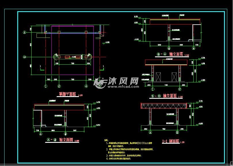 单层小型加油站(油罐设计)建筑设计施工图