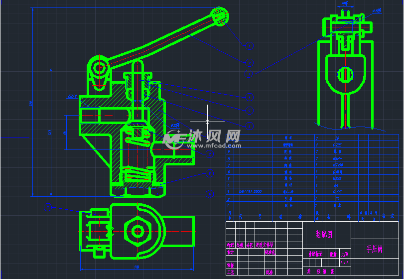 手压阀cad装配图