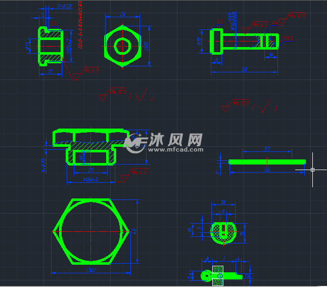 手压阀cad装配图 - 阀体图纸 - 沐风网