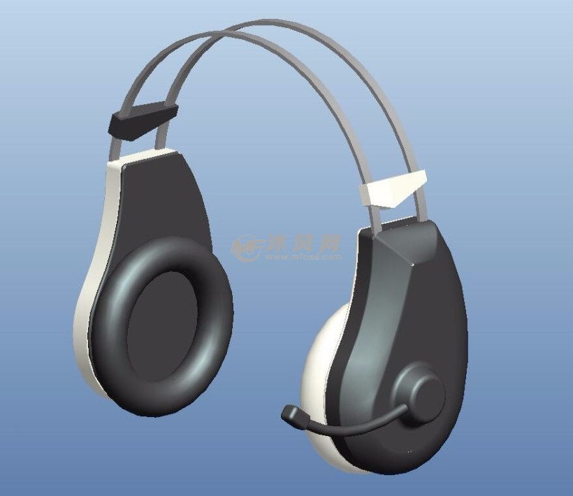 黑白配带话筒游戏耳机