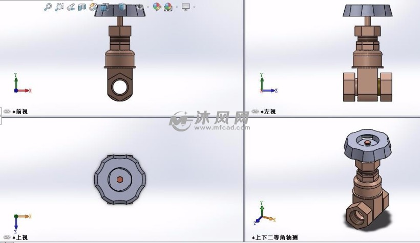 闸阀三维模型设计 - 阀体图纸 - 沐风网
