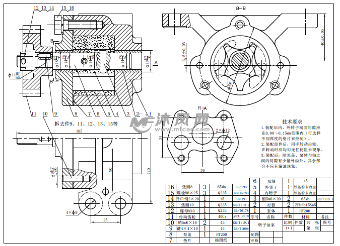 cad转子油泵装配图